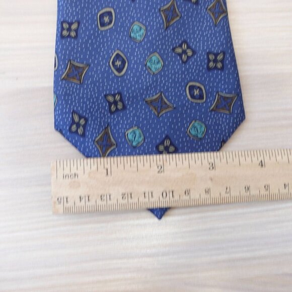 VINTAGE Jean Patou Neck Tie Men Blue Silk Parisian Gemstone Necktie Retro FRANCE - Picture 5 of 7